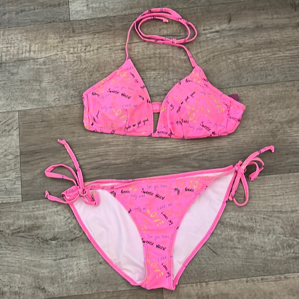 PINK Bisou Bisou Pink Bikini Swim Suit Size XL